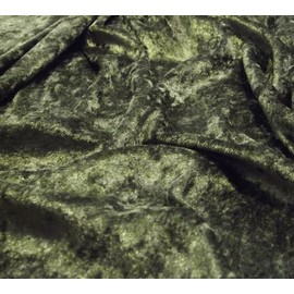 CRS Fur Fabrics Crushed Fabric Material-Olive, Velvet Velour, 1Mtr-150cmx100cm