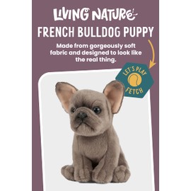 Living Nature French Bulldog Puppy, Realistic Soft Cuddly Dog Toy, Naturli Eco-Friendly Plush, 16cm