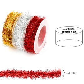 Thyonta 3PCS Christmas Decoration Wire Stripes DIY Woolen Wire with Iron Suitable for Gift Wrapping, Holiday Decoration, and Adding Atmosphere