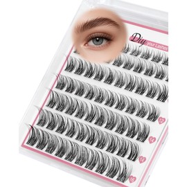 EMEDA Natural Lash Clusters C Curl Wispy Eyelash Clusters Natural Look DIY Lash Extensions Individual Eyelash Ultra-Thin Band (Mix 8-16mm X21)