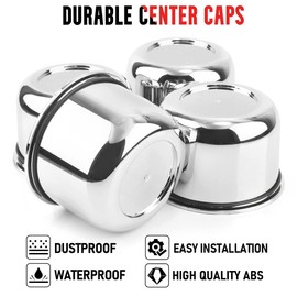 RhinoTuning 3.25inch Push-Thru Center Caps Compatible with Eagle ALLOYS 5x4.5 (5x114.3) 5x4.75 (5x120.7) Wheel Rim, ABS Plastic, Chrome Silver, 4 Pack