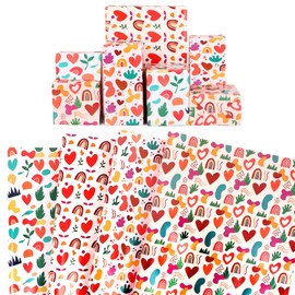 Rainbow Wrapping Paper, 8 Sheets BOHO Heart Birthday Gift Wrap for Girls 50X70CM Happy Birthday Wrapping Paper for Kids Girls Party Baby Shower(BOHO)