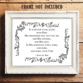 TJ Originals - Joan of Arc Quotes Wall Decor , Joan of Arc Christian Bible Quote Decor , Bible Verse Wall Print , Bible Quote 11 x 14 Wall Print , Inspirational Poster Gift for Family & Friends , Birthday Gifts for Women (Vintage Border)