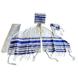 Bethlehem Gifts TM New Covenant Messianic Tallit Prayer Shawl 72" 22" (Blue)