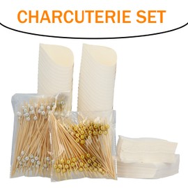 Generic Set of 50 charcuterie cups size 14oz with 200 cocktail picks of 2 types and 100 napkins, 50/200/100
