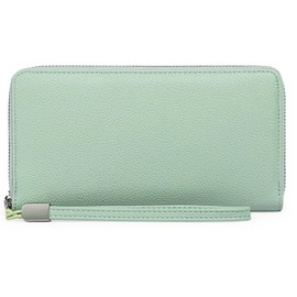 GOIACII Leather Women's Wallets,RFID Blocking Large Capacity Long Ladies Purse,with Detachable Wrist Strap, Multiple Card Slots, Phone Pocket and Zipper Coin Purse