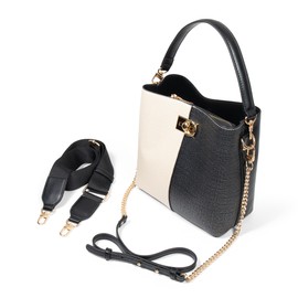 FOLSOM Leather Crossbody Bags for Women - 5 Colors | Leather Bucket Bags for Women - 3 Straps, 3 Compartments, & 3 Closures, Black, Medium