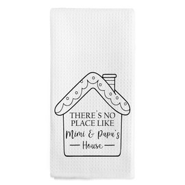 nvucamd Mimi and Papa Gifts Kitchen Towels, Mothers Day Birthday Housewarming Gifts for Mimi Papa from Grandkids, Grandparents Hand Towels for Bathroom Kitchen, Grandparents Dish Tea Towel, 16x24 in
