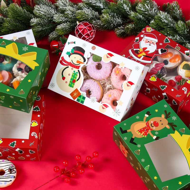 Patimate 24pcs Christmas Cookie Boxes for Gift Giving, 3 Style