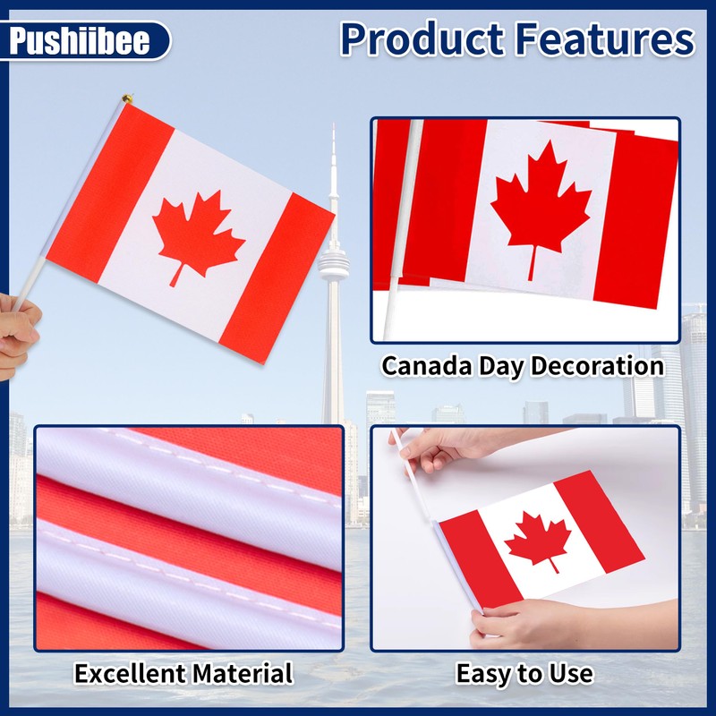 36Pcs Canada Day Flags Sets, Include Canada Garden Flag String