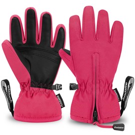 Andake Children's Gloves, Windproof, Waterproof, Warm Winter Gloves, Skiing, Outdoor Sports, Riding Gloves, for Boys and Girls (Pink, 3-6 Years)