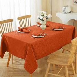 MATIRUG Burnt Orange Table Cloths Rectangle 60x120 Inches,Textured Jacquard Water Resistant Washable Tablecloth,Damask Table Cover for Fall Thanksgiving Dinner Party Banquet