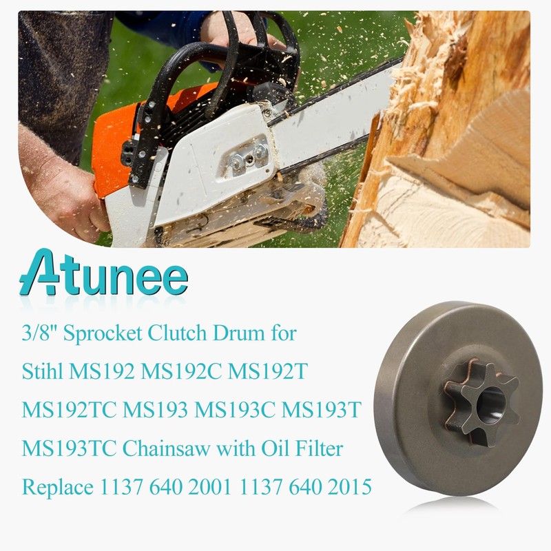 Atunee 3/8'' Sprocket Clutch Drum for Stihl MS192 MS192C MS192T