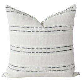 Farmhouse Decorative Cushion Cover - Neutral Stripe Throw Pillow Case, 45 x 45 cm/ 18 x 18 inch
