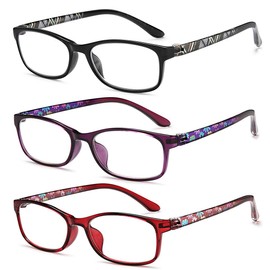 EYEURL Reading Glasses for Women-Blue Light Blocking For Women-3 Pack Computer Readers 2.0 Spring Hinge Anti UV Ray/Eye Strain/Glare Eyeglasses