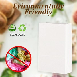 Mintboo Paper Lunch Bags Kraft White Lunch Bags Brown Paper Bags for Small Business (200 COUNT)