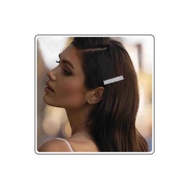 Allereya Crystal Hair Clip Rhinestone Hair Clip Clip Gold CZ Wedding Headpiece Crystal Square Head Clip Decorative Headpiece Bridal Hair Accessories for Women and Girls