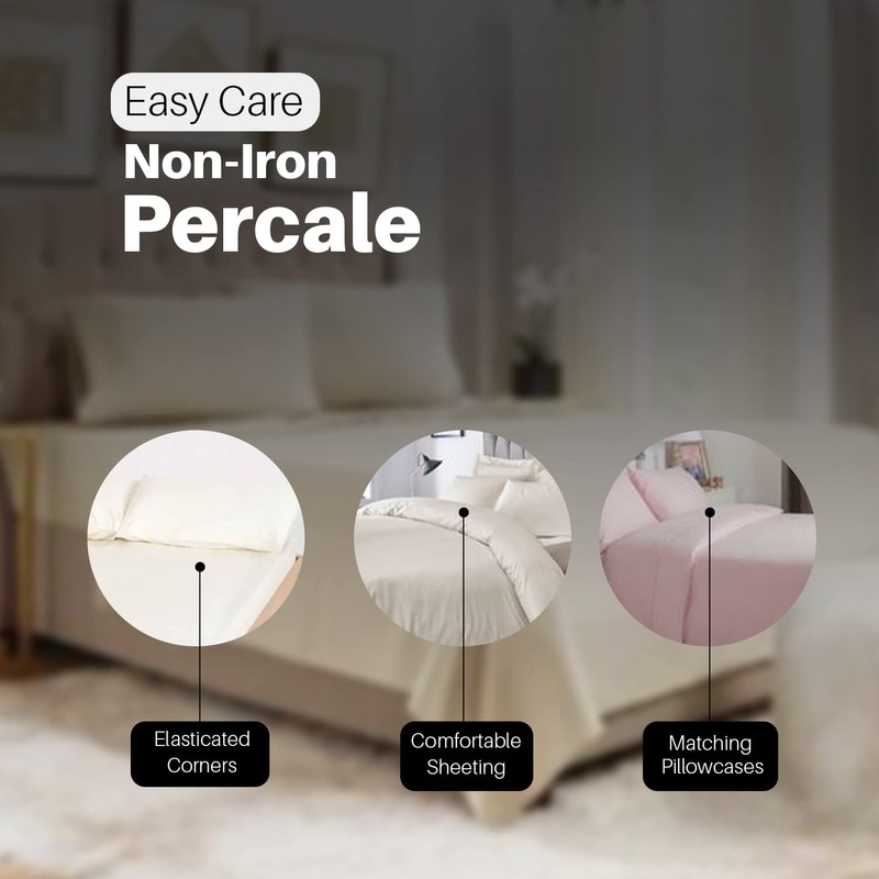 Extra Deep Fitted Sheets 16"/40CM Polycotton Deep Bedsheets, King -