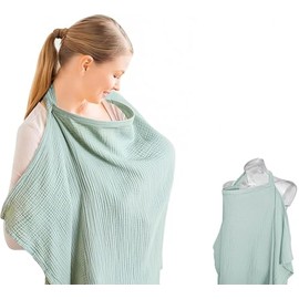 Cubierta de lactancia materna, poncho de cubierta de lactancia de algodón de privacidad, 360 grados, transpirable, cómoda cobertura de lactancia materna con correas ajustables, Funda de lactancia (Verde claro)