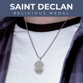 PicturesOnGold.com Saint Declan Oval Religious Medal EXCLUSIVE - Sterling Silver - 1/2 x 2/3 Inch