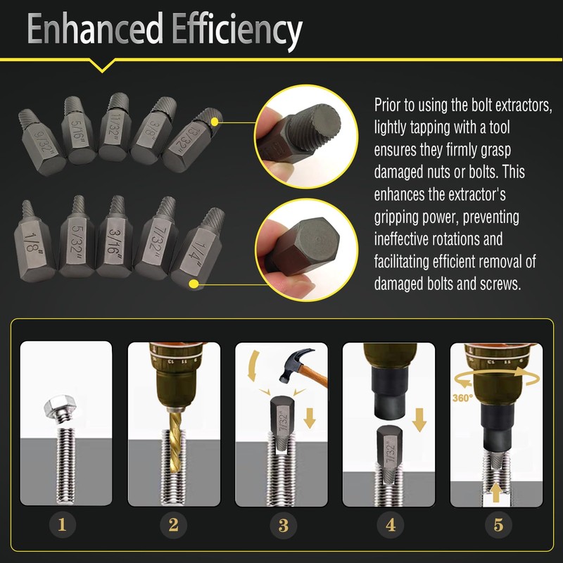 JEUCLEL 40PCS Bolt Screw Extractor Set, Easy Out Bolt Remover