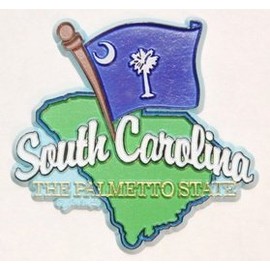 World By Shotglass South Carolina State Map-Flag Fridge Collectible Souvenir Magnet