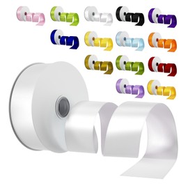 Satin Ribbon White Dooozy 38 mm 91 m Gift Ribbon Decorative Ribbon Fabric Ribbon for Wrapping Gifts Christmas Wedding Decorating