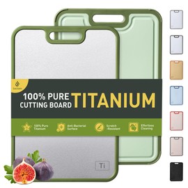 2 in 1 Pure Titanium Cutting Boards for Kitchen Chopping Board with Handle Double Sided and Over Sink Butcher Block Nice Juice Groove Big Xl XXl xlarge Best Kitchen Counter Organic Meat BBQ Kit