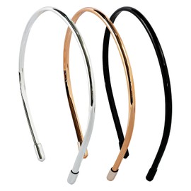Diademas finas de color metálico para mujeres y niñas, paquete de 3, accesorios para el cabello, negro, plateado y dorado
