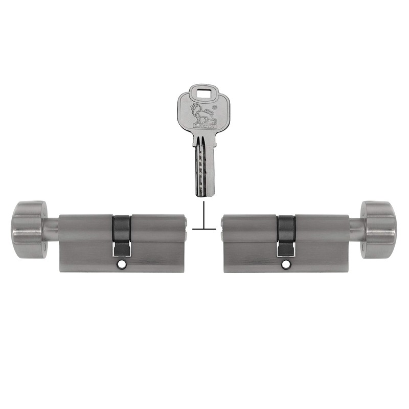 2x Knob Cylinder 80 mm KD 40/40 Simultaneous Locking (with