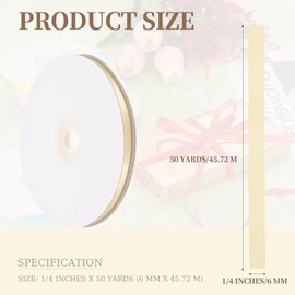 PATIKIL 1/4 Inches x 50 Yards Satin Ribbon Roll, Gift Wrapping Ribbon for Cutting Ceremony Kit Grand Opening Car Bow Chair Sash DIY Sewing Craft Wedding Party Decoration, Champagne