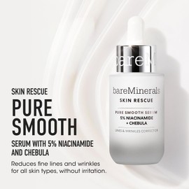 bareMinerals Skin Rescue Pure Smooth Face Serum, Formulated with 5% Niacinamide + Chebula, Smoothes Fine Lines + Wrinkles, Sensitive Skin Safe, Vegan, Cruelty-Free & Dermatologist-Tested