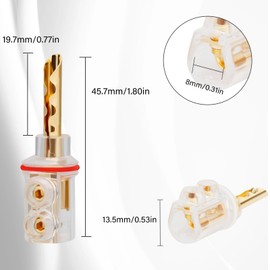 Monosaudio High-End Banana Plug for HiFi Speaker Cable - 24 Carat Gold-Plated Contacts - Screwable - for All Speaker Cables up to 10 mm² (Pack of 4 Gold Plated)