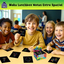 PURPLE LADYBUG 150 Rainbow Scratch Art Mini Notes - Arts and Crafts Supplies, Fun & Colorful Scratch Paper for Kids & Teens Gift, Classroom School Supplies, Back to School Gift, Travel, Camping