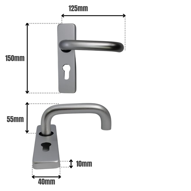 VIBE Round Bar Lever Euro on Polished Anodised Aluminium Door