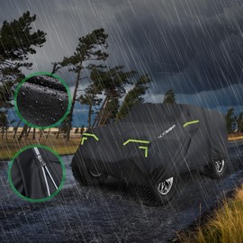 NOVSIGHT Cover for Jeep Wrangler - 2 Doors Waterproof All Weather Car Covers for Wrangler 2 Door,1987-2023 JK JKU JL JLU, Outdoor Anti-UV Windproof Rain-Proof Hail Auto Cover with Storage Bag