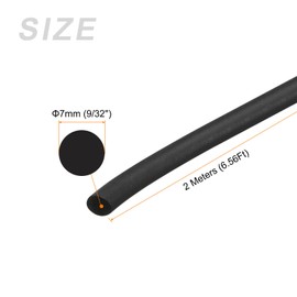 METALLIXITY Foam Rubber Weather Seal Strip (7mm Diameter x 2m Long) 1pcs, EPDM Rubber Round Seal Strip - for House Repair, Door, Black