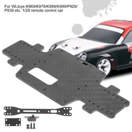 Dilwe Carbon fiber chassis set, for 1/28 RC car, like WLtoys K969 / K979 / K989 / K999 / P929 / P939, incl. Switch, screw, nut, etc., black