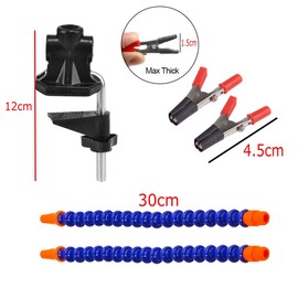 JZK Flexible Helping Hands Third Hand Soldering Station Tool, Two Flexible arms with swiveling Clips + Non-Slip Aluminum Base