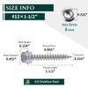 #12 x 1-1/2" Hex Head Self Tapping Screws for Wood