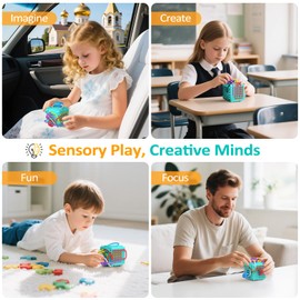 Silicone Sensory Activity Board – Fidget Travel Toys for Kids & Toddler, ADHD Autism Anxiety Relief Items (Blue)