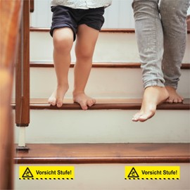 pubblimania Level Beware of the Step Kit 2 High Resistant PVC Stickers Indoor/Outdoor 25 x 6 cm