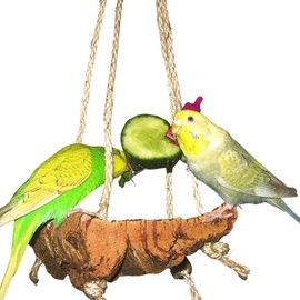 Vogelgaleria® Exciting cork swing M, bird swing, seat board and pickstone at the same time
