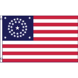 Flags Importer 34 Star Round US Civil War Flag 3x5 ft United States USA American Union Army