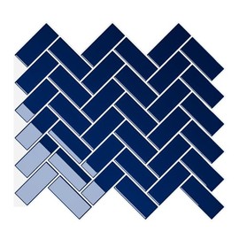 VEELIKE Herringbone Peel and Stick Backsplash for Kitchen Royal Blue Stick on Backsplash Tiles for Kitchen Wall Bathroom 12 Sheets Waterproof Self Adhesive Blue Back Splash Tile Stickers 12''x12''