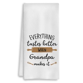 COWEB Grandpa Kitchen Towels, Best Grandpa Gifts for Father's Day Birthday Dish Tea Towels for Kitchen Decor, Grandfather Gifts from Grandkids Decorative Hand Towels, 16x24 Inch