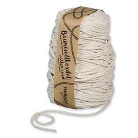Halbach Silk Ribbons Recycled Cotton Cord Width 5 mm Length 80 m Sustainable Cotton Yarn for Macrame or DIY Crafts Colour: Natural