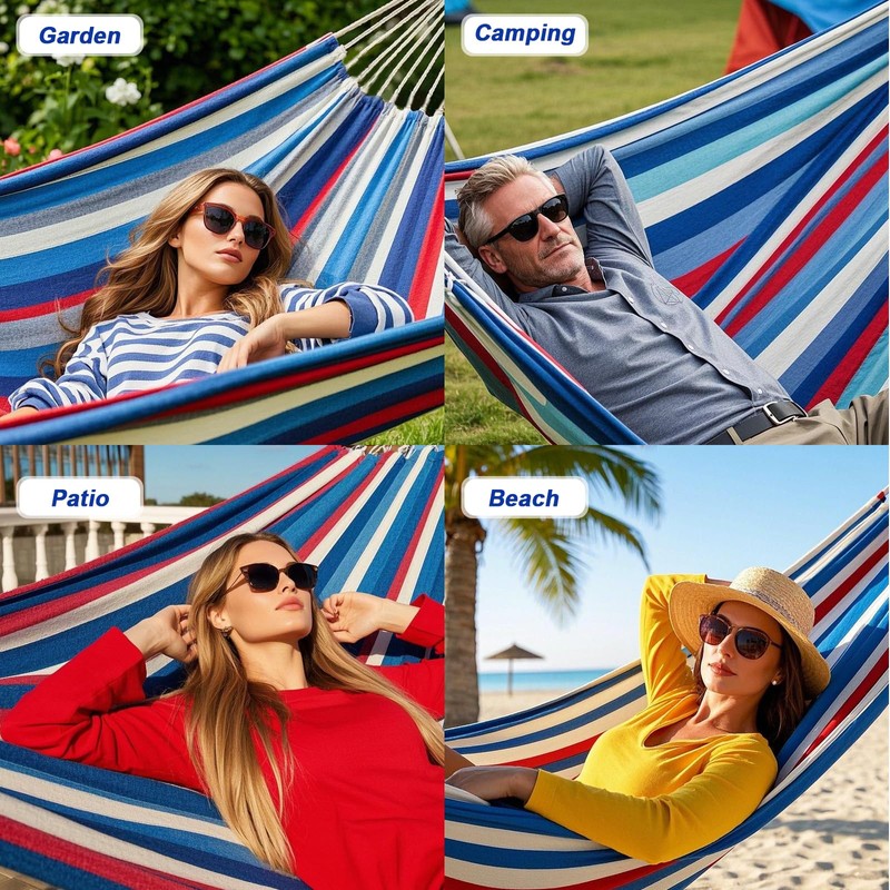 Double Hammock Comfortable with Stand for Hanging Sturdy 440lbs Capacity
