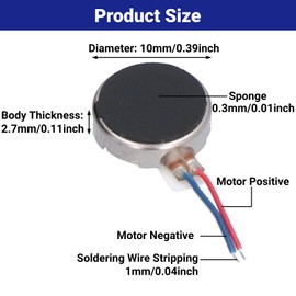 Pack of 50 Mini Vibration Motors DC 3V 12000 RPM 10 x 2.7 mm Anti-Interference Flat Coin Micro Vibration Motor for Mobile Devices