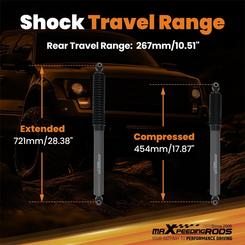 maXpeedingrods 0-2.5” Lifted Rear Shocks for Nissan Titan 4WD 2004-2015,